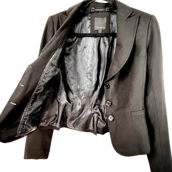 The Limited Jacket Womens 0 Black 3 Button Long Sleeve Single Breasted Blazer - Picture 4 of 11